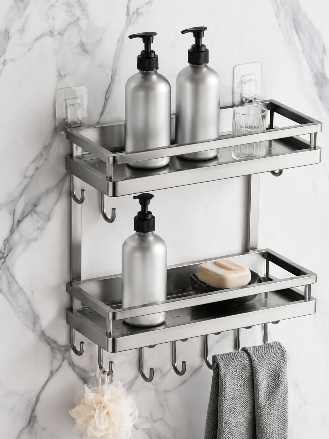 2-Tier Adhesive Shower Caddy Shelf