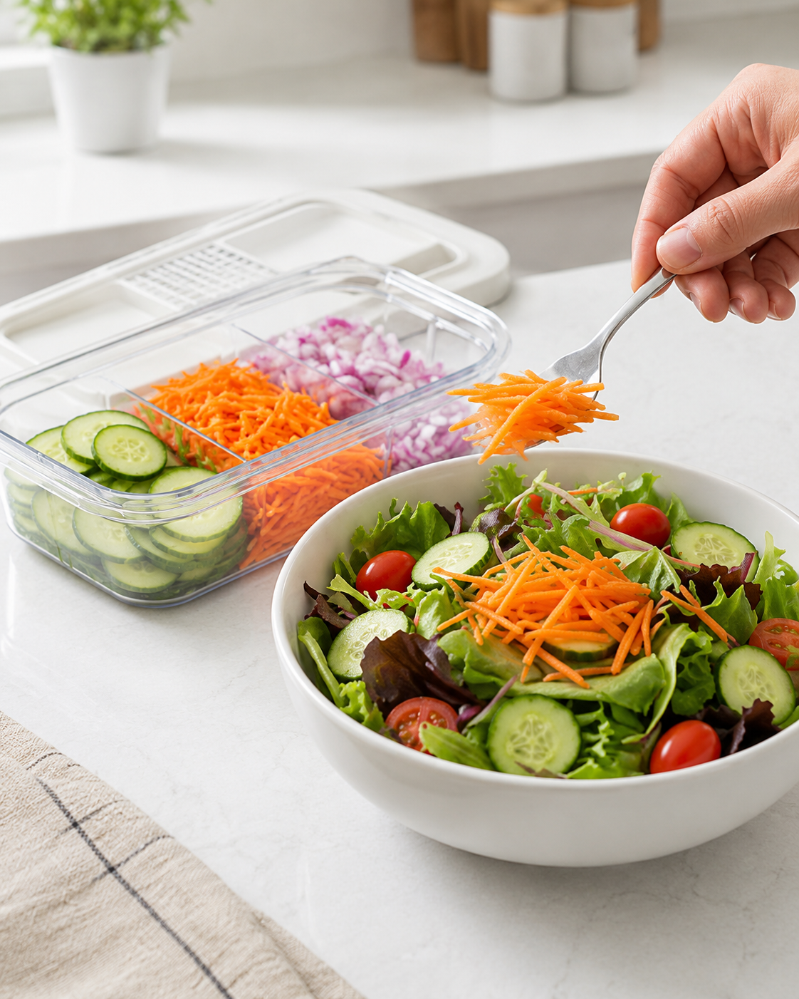 Vegetable Prep Container with Grater Lid
