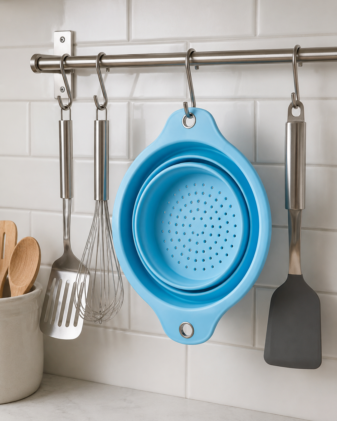 Collapsible Silicone Colander & Fruit Strainer Bowl