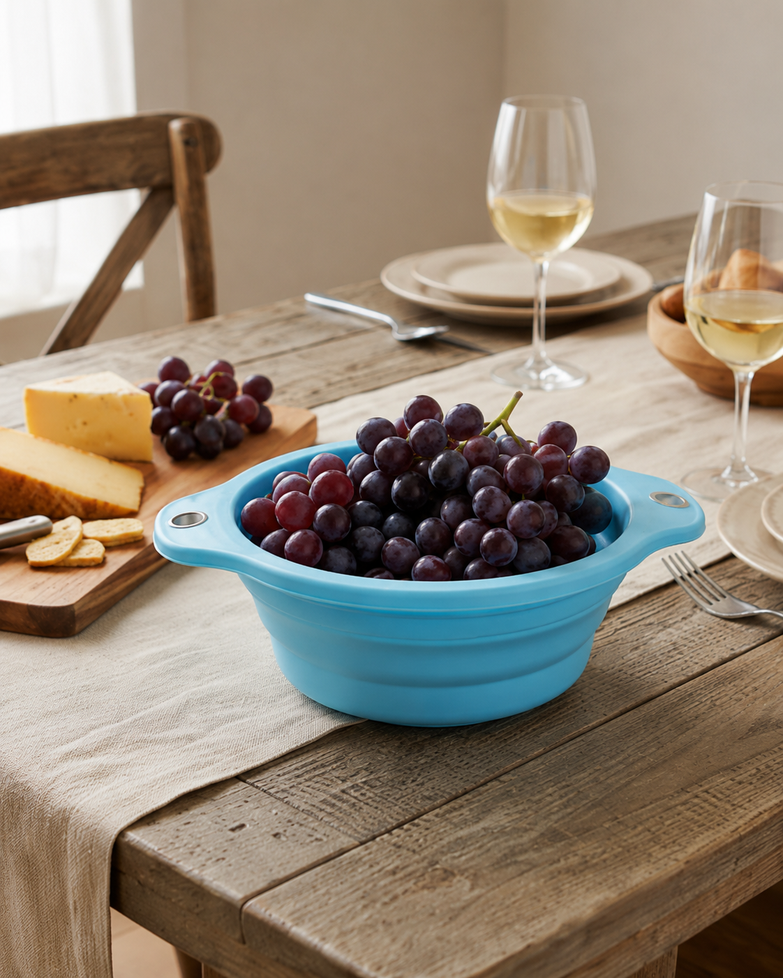 Collapsible Silicone Colander & Fruit Strainer Bowl