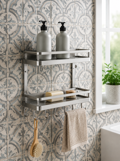 2-Tier Adhesive Shower Caddy Shelf